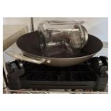Metal Pan With Handles, Glass Jar, Base