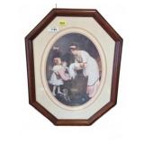 Framed Oval Print of Mother and Children, 23x