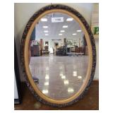 Oval Mirror with Ornate Frame, 18x26 Inches