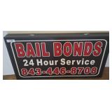 Bail Bonds 24 Hour Service Sign, 36x20