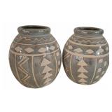 Glazed Ceramic Vases with Geometric