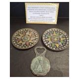 Greek Cloisonnï¿½ Brass Plates and Souvenir Op