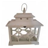 White Wooden and Glass Decorative Lantern