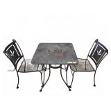 Metal Patio Table With Two Chairs, 28x28x28