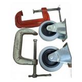 C-Clamps and Swivel Caster Wheels Lot