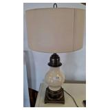 Table Lamp With Glass and Metal Base, 32in