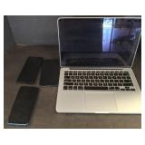 Apple MacBook Pro A1502 and Three Smartphones