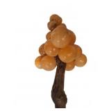 Stone Grape Cluster Sculpture with Wood Stem