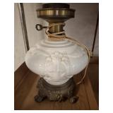 White Glass Lamp Base with Metal Feet