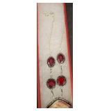 Sterling Silver Necklace with Red Stones