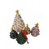 5 Ceramic Christmas Tree Figurines