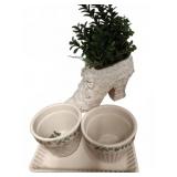 Ceramic Shoe Planter and Floral Pots Set