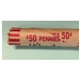Roll of Wheat Pennies, $0.50 Face Value