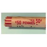 Roll of Wheat Pennies, $0.50 Face Value