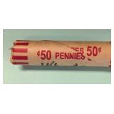 Roll of Wheat Pennies, $0.50 Face Value