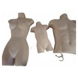 3 Mannequin Torsos With Hooks