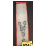 Sterling Silver Necklace with Blue Stones