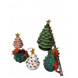 5 Ceramic and plastic Lighted Christmas Trees
