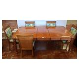 Carved Pine Dining Set with Six Chairs