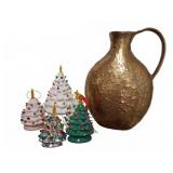 Metallic Gold Textured Jug Vase, Made in