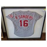 Framed R. Sanders Reds Jersey, 39x39, Signed