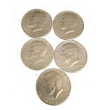 Five 1976 Kennedy Bicentennial Half Dollars