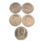 5 Kennedy Half Dollar Bicentennial Coins 1776