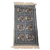 Blue Floral Patterned Accent Rug