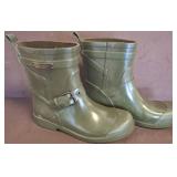 Coach Lester Green Moto-Style Rain Boots