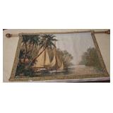 Tapestry Wall Hanging with Sailboats, 52x31