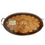 Birks Oval Wood Serving Tray with Brass