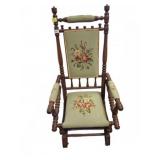Wooden Rocking Chair with Needlepoint Upholst