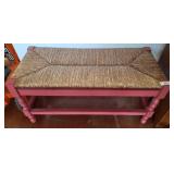 Woven Rush Seat Bench, 37x17x18 Inches