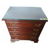 Ethan Allen Four-Drawer Chest with Glass Top,