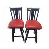 Black Bar Stools with Red Seats, 30in