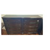 Dark Wood Double Dresser, 64x18x38 Inches