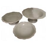 Three-Piece Ceramic Pedestal Bowl Set