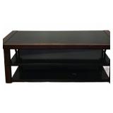 Wood and Glass TV Stand, 56x18x22 Inches