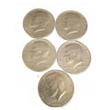 Five 1976 Kennedy Bicentennial Half Dollars