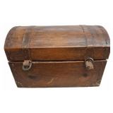 Wooden Dome-Top Storage Chest with Leather