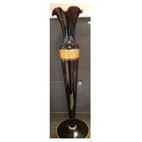Black Amethyst Glass Bud Vase, 10" Gold Trim
