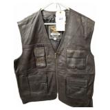 XXL Black Genuine Leather Vest