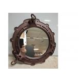 Round Porthole-Style Metal Mirror