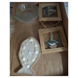 Nautical Decor Lot with Glass Shell Bowl