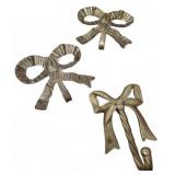 Three Brass Bow Wall Hooks