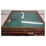 Wooden Display Case with Green Fabric, 25"ï¿½21
