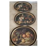 3 Oval Art Trays: Peale & Roesen
