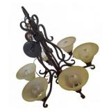 Large Six-Light Metal and Glass Chandelier 26