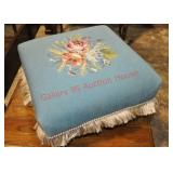 Needlepoint Ottoman, Drop Leaf Occasional Table Needlepoint Ottoman, Drop Leaf Occasional Table