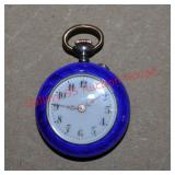 .800 Silver Gullioche Enamel Ladies Pocket Watch .800 Silver Gullioche Enamel Ladies Pocket Watch